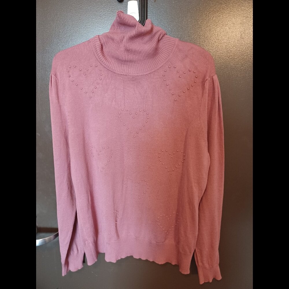 Pink Valentine's Hearts LOVE SCARLETT Long Sleeve Turtleneck Sweater